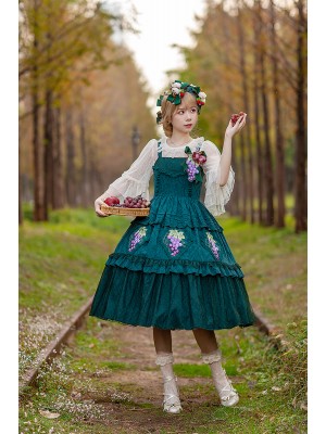 INFANTA * Vineyard * JSK Autumn Lolita Jacquard Cotton Full Waist Dress