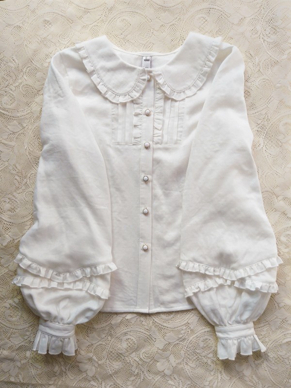 Ruffled Doll Collar Cotton Blouse Ruffled Doll Collar Cotton Blouse