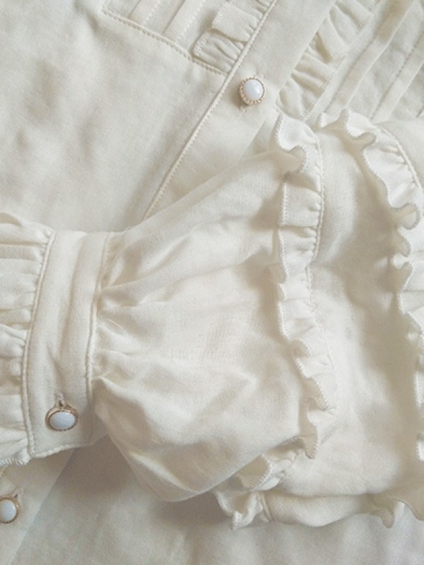 Ruffled Doll Collar Cotton Blouse