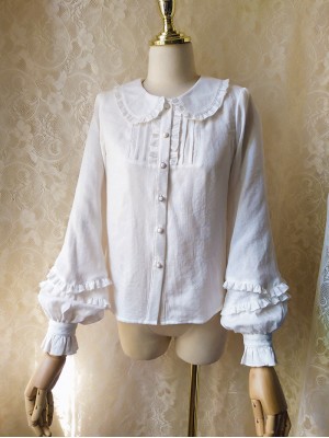 Ruffled Doll Collar Cotton Blouse