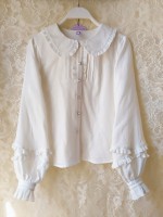 Ruffled Doll Collar Cotton Blouse Ruffled Doll Collar Cotton Blouse
