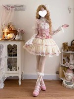 Lolita Dress Ballet Wind Flower Wedding JSK Strap Dress pink Lolita Dress Ballet Wind Flower Wedding JSK Strap Dress pink
