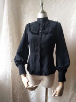 Ruffled Stand Collar Long Bishop Sleeve Blouse Ruffled Stand Collar Long Bishop Sleeve Blouse