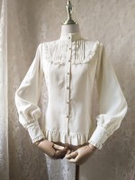 Ruffled Stand Collar Long Bishop Sleeve Blouse Ruffled Stand Collar Long Bishop Sleeve Blouse