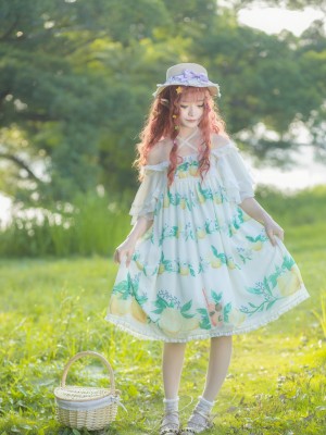 'Yukari on summer night' Chiffon Ruffle Sleeve One-piece
