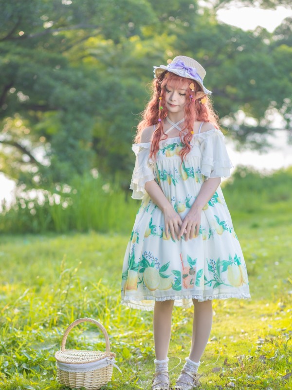 'Yukari on summer night' Chiffon Ruffle Sleeve One-piece 'Yukari on summer night' Chiffon Ruffle Sleeve One-piece