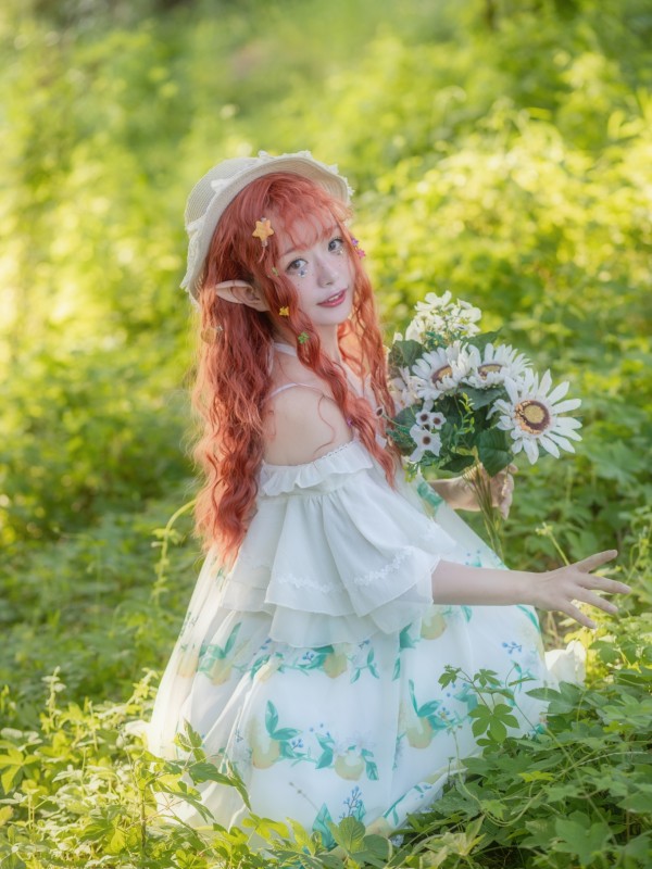 'Yukari on summer night' Chiffon Ruffle Sleeve One-piece 'Yukari on summer night' Chiffon Ruffle Sleeve One-piece