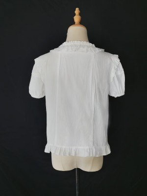 Lolitai short sleeved shirt with lotus leaf inner top blouse