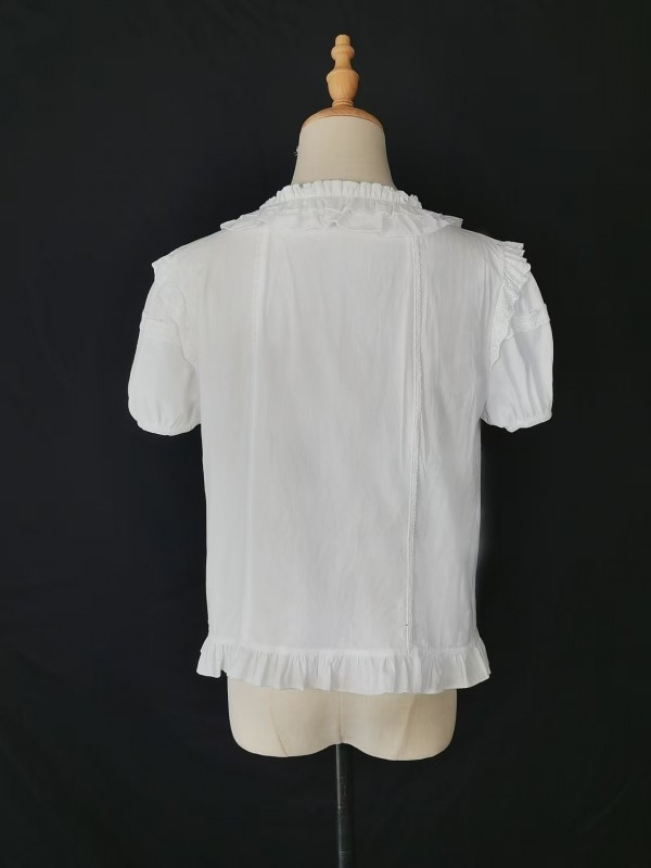Lolitai short sleeved shirt with lotus leaf inner top blouse Lolitai short sleeved shirt with lotus leaf inner top blouse