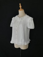 Lolitai short sleeved shirt with lotus leaf inner top blouse Lolitai short sleeved shirt with lotus leaf inner top blouse