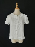 Lolitai short sleeved shirt with lotus leaf inner top blouse Lolitai short sleeved shirt with lotus leaf inner top blouse