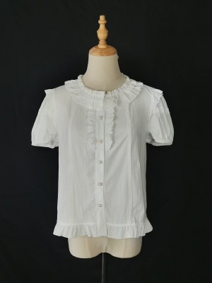 Lolitai short sleeved shirt with lotus leaf inner top blouse