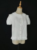 Lolitai short sleeved shirt with lotus leaf inner top blouse Lolitai short sleeved shirt with lotus leaf inner top blouse