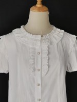 Lolitai short sleeved shirt with lotus leaf inner top blouse Lolitai short sleeved shirt with lotus leaf inner top blouse