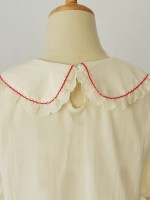 Bow Lolita Doll Collar Cute Strawberry Embroidery Blouse Bow Lolita Doll Collar Cute Strawberry Embroidery Blouse