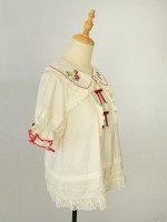Bow Lolita Doll Collar Cute Strawberry Embroidery Blouse Bow Lolita Doll Collar Cute Strawberry Embroidery Blouse