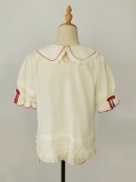 Bow Lolita Doll Collar Cute Strawberry Embroidery Blouse Bow Lolita Doll Collar Cute Strawberry Embroidery Blouse