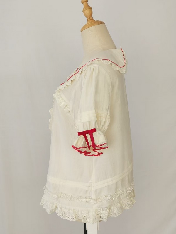 Bow Lolita Doll Collar Cute Strawberry Embroidery Blouse Bow Lolita Doll Collar Cute Strawberry Embroidery Blouse
