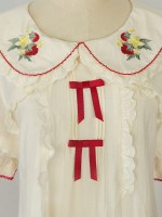 Bow Lolita Doll Collar Cute Strawberry Embroidery Blouse Bow Lolita Doll Collar Cute Strawberry Embroidery Blouse