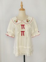 Bow Lolita Doll Collar Cute Strawberry Embroidery Blouse Bow Lolita Doll Collar Cute Strawberry Embroidery Blouse