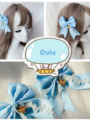 2 Blue Bow Hair Clips