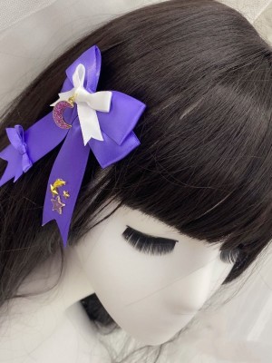 2 Violet Hair Clips with Stars and Moon