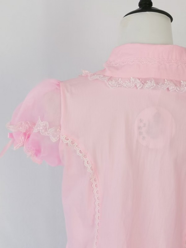 Pink big bow Lolita short sleeved shirt Pink big bow Lolita short sleeved shirt