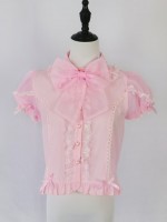 Pink big bow Lolita short sleeved shirt Pink big bow Lolita short sleeved shirt