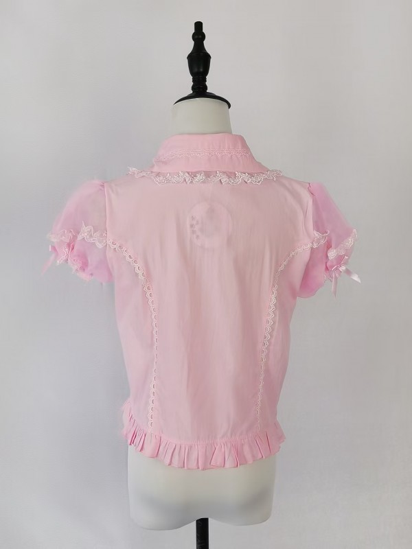 Pink big bow Lolita short sleeved shirt Pink big bow Lolita short sleeved shirt