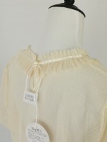 Short sleeved dotted yarn stand up collar with bubble sleeves for inner wear Short sleeved dotted yarn stand up collar with bubble sleeves for inner wear