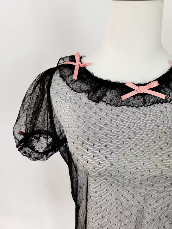 Dot Mesh Inner Set|Cute Bow Inner Set Lolita Inner blouse Dot Mesh Inner Set|Cute Bow Inner Set Lolita Inner blouse
