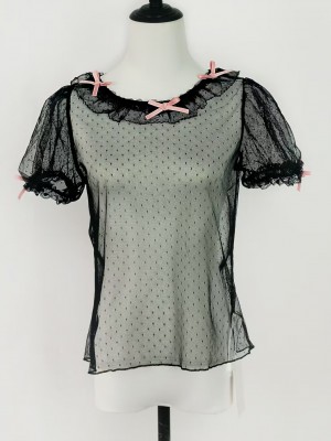 Dot Mesh Inner Set|Cute Bow Inner Set Lolita Inner blouse