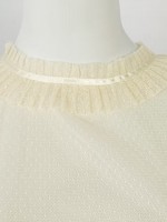 Short sleeved dotted yarn stand up collar with bubble sleeves for inner wear Short sleeved dotted yarn stand up collar with bubble sleeves for inner wear