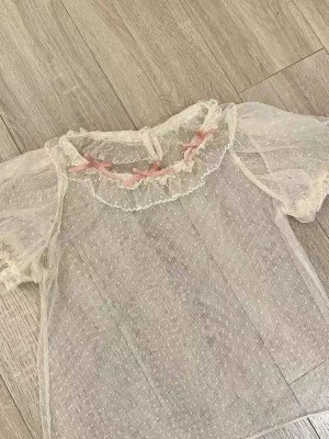 Dot Mesh Inner Set|Cute Bow Inner Set Lolita Inner blouse