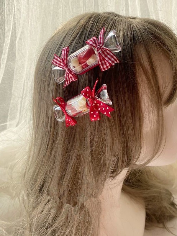 A Pair of Transparent Candy Hair Clips