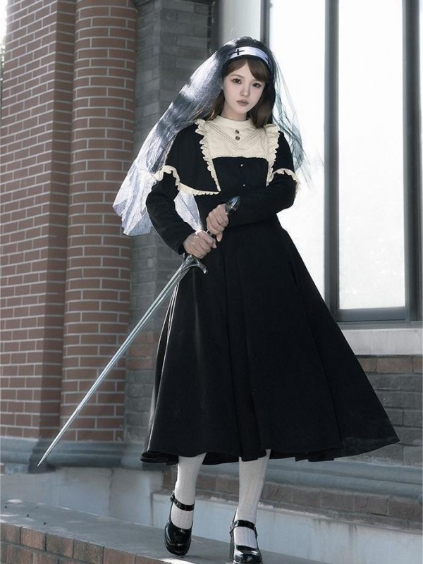 【Aria】~lolita Onepiece~Gothic Nun attire~Wide Hemline Spring models