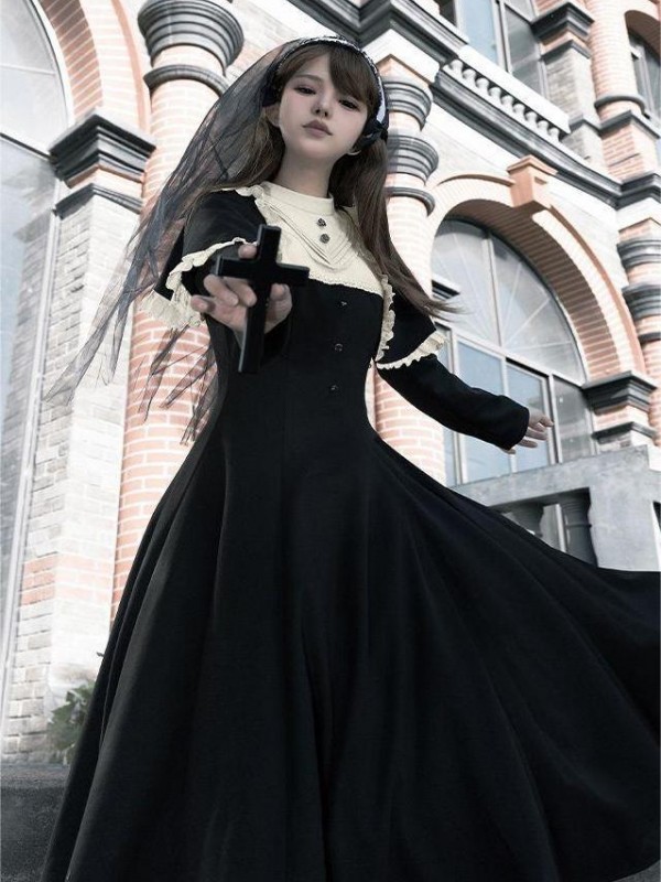 【Aria】~lolita Onepiece~Gothic Nun attire~Wide Hemline Spring models