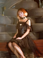 Ash Gothic Jumperskirt Black irregular mesh hem Lolita Dress Ash Gothic Jumperskirt Black irregular mesh hem Lolita Dress