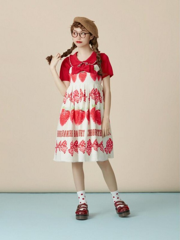 Bacio Bouquet - Sweet Strawberry High-waisted Jumperskirt Bacio Bouquet - Sweet Strawberry High-waisted Jumperskirt