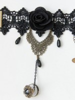 Baroque Black Flower Pearl Lace Wrist Band