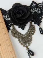 Baroque Black Flower Pearl Lace Wrist Band