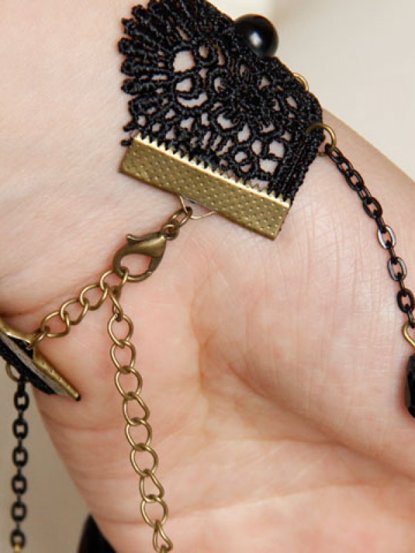 Baroque Black Fringe Wrist Band