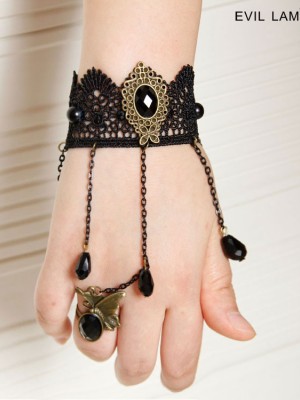 Baroque Black Fringe Wrist Band