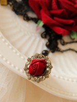 Baroque Vintage Leisure Halloween Red Rose Fringe Wrist Band