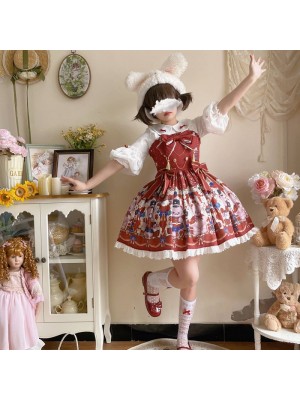 Bear Jazz sweet and cute printed strap dress