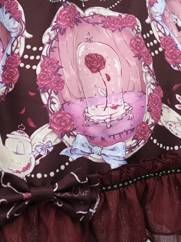 Sweet Vintage Beauty and Beast Print Lolita Jumperskirt Sweet Vintage Beauty and Beast Print Lolita Jumperskirt