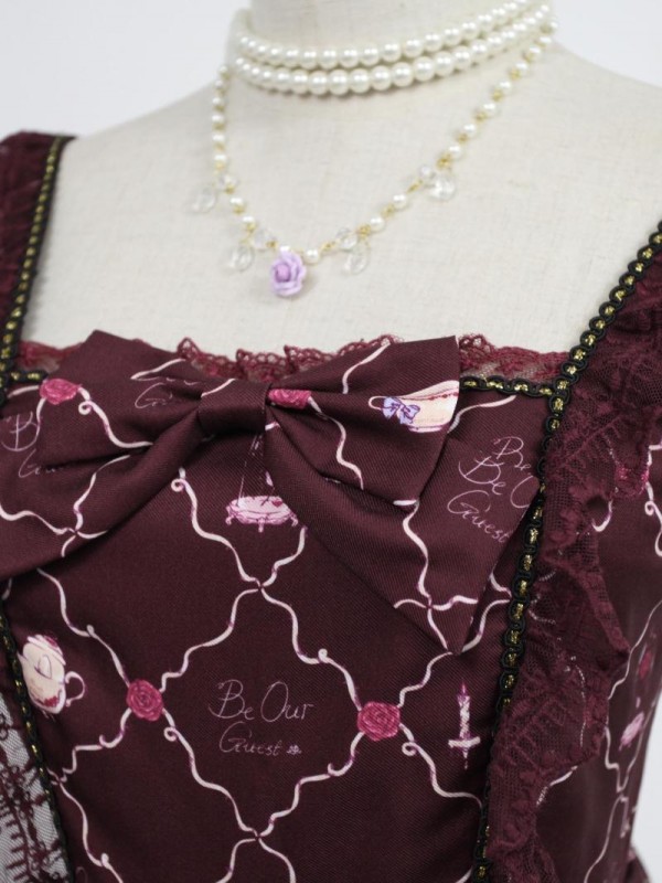 Sweet Vintage Beauty and Beast Print Lolita Jumperskirt Sweet Vintage Beauty and Beast Print Lolita Jumperskirt