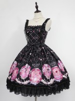 Sweet Vintage Beauty and Beast Print Lolita Jumperskirt Sweet Vintage Beauty and Beast Print Lolita Jumperskirt