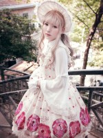Sweet Vintage Beauty and Beast Print Lolita Jumperskirt Sweet Vintage Beauty and Beast Print Lolita Jumperskirt