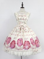Sweet Vintage Beauty and Beast Print Lolita Jumperskirt Sweet Vintage Beauty and Beast Print Lolita Jumperskirt